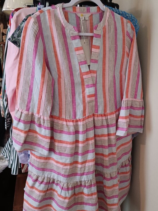 Boden Dresses & Skirts - NWT Boden Women's 100% Linen Striped Multi-Color Spring-Summer Dress Size 2R